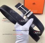 Perfect Replica Hermes Black Leather Belt With Stainless Steel Buckle